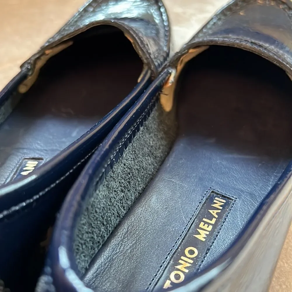 *Antonio Melani* Navy Blue Patent Classic Loafers Sz 8.5N